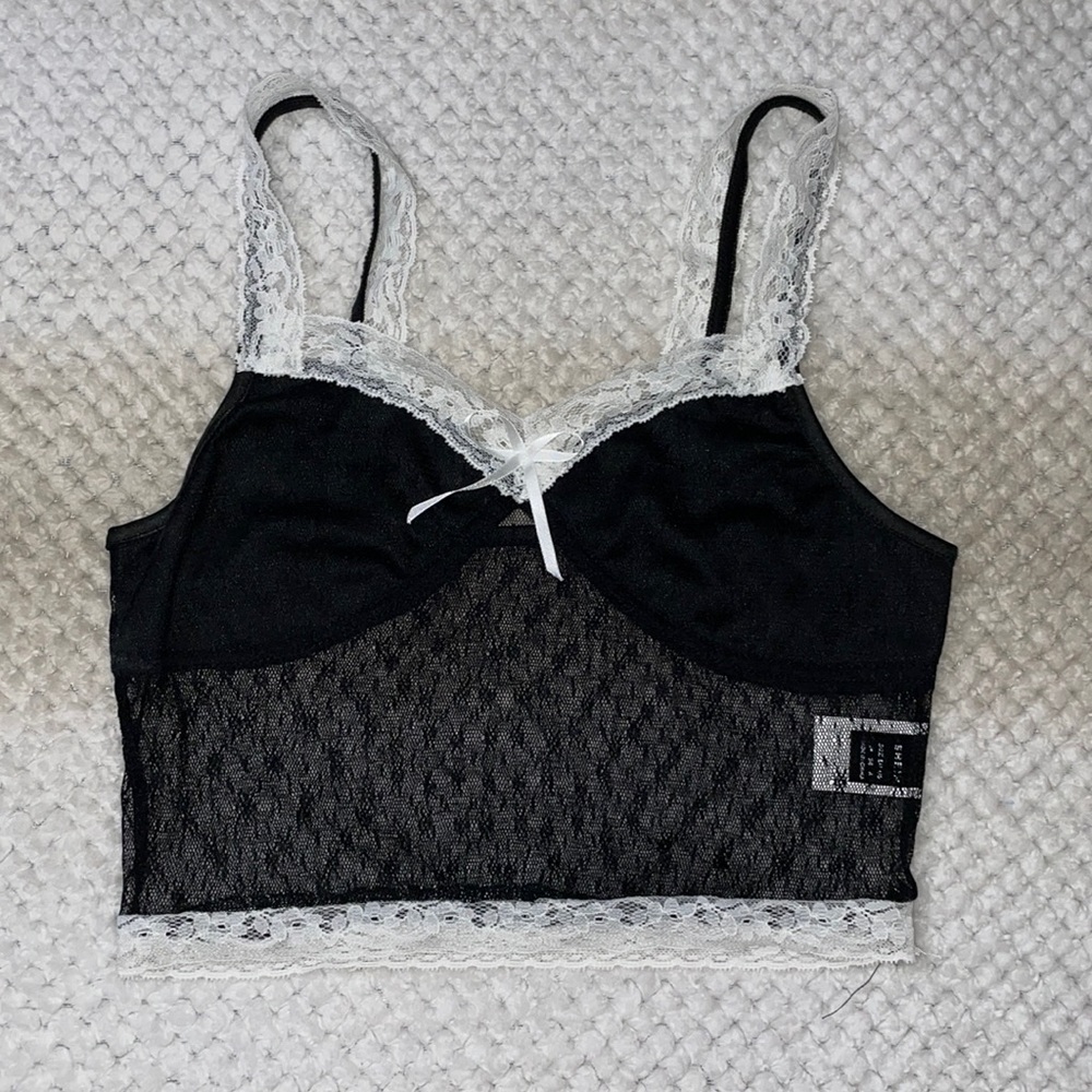 Black and White Lace Crop Top